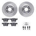 Dynamic Friction Co 7512-31147, Rotors-Drilled and Slotted-Silver w/ 5000 Advanced Brake Pads incl. Hardware, Zinc Coat 7512-31147